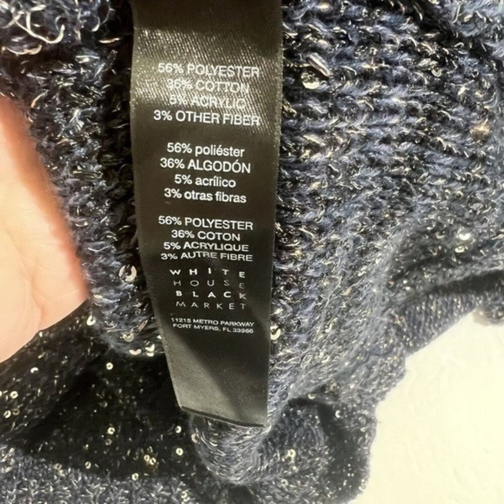 White House Black Market Navy Sequin Long Cardigan - Picture 8 of 14